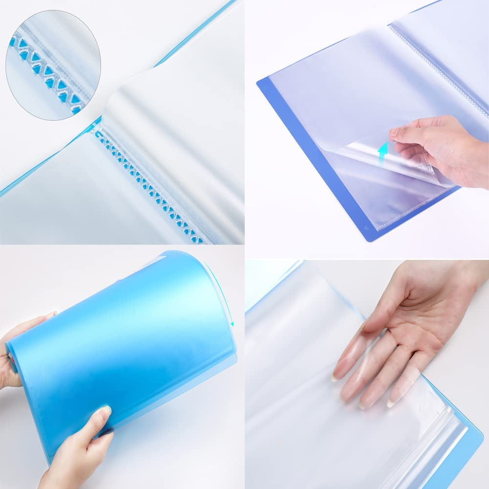 A4 Presentation Book Binder with Plastic Sleeves,Portfolio Clear Book Binder with 40 Pocket Clear Sleeves Protectors,A4 Display Book for School, Office,Business(Blue)
