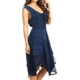 thumbnail image 4 of Sakkas Sundara Stonewashed Rayon Embroidered Mid Length Dress - Navy - L/XL, 4 of 5