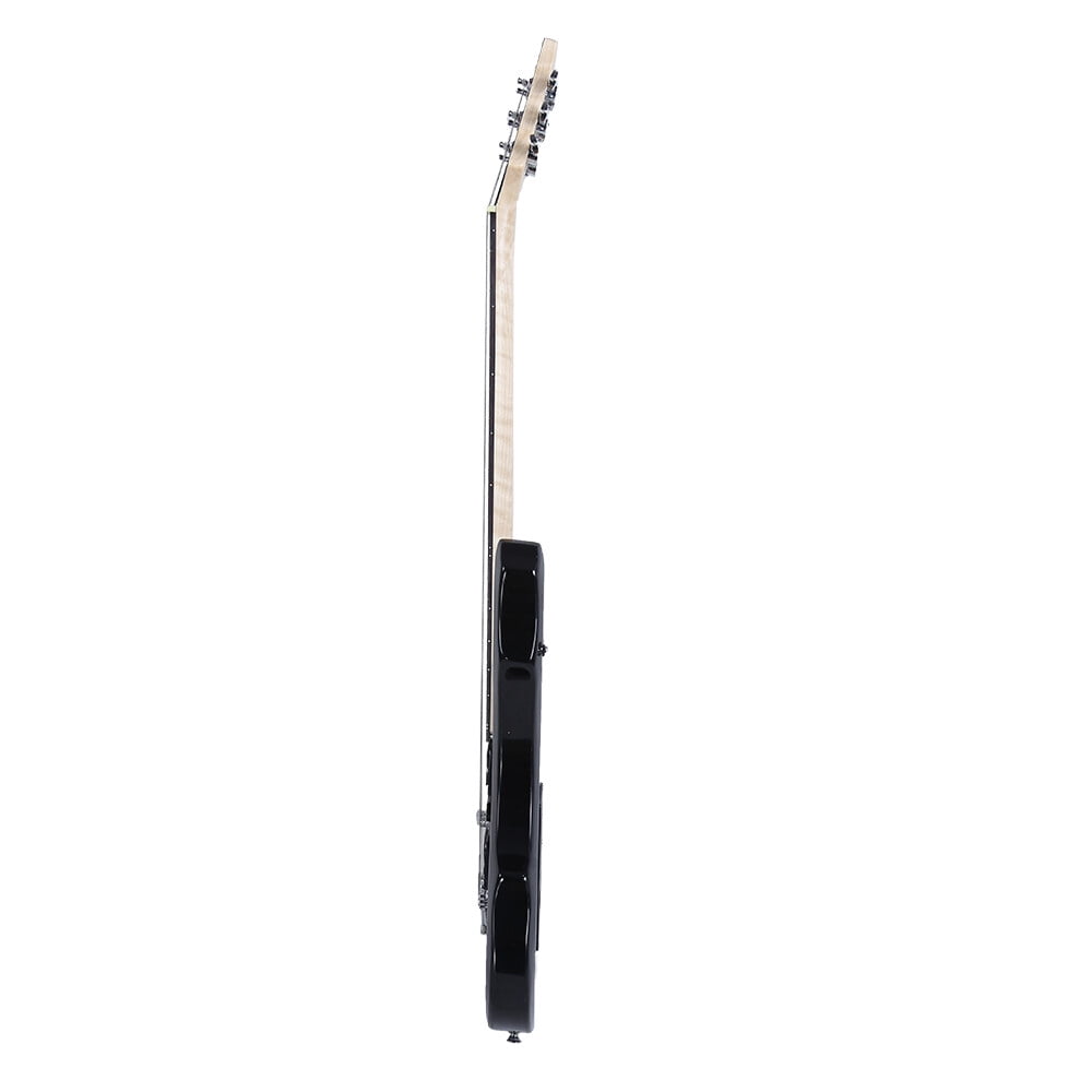 Flame Shaped Electric Guitar with 20W Electric Guitar Sound HSH Pickup Novice Guitar Audio Bag Strap Picks Shake Cable Wrench Tool Black