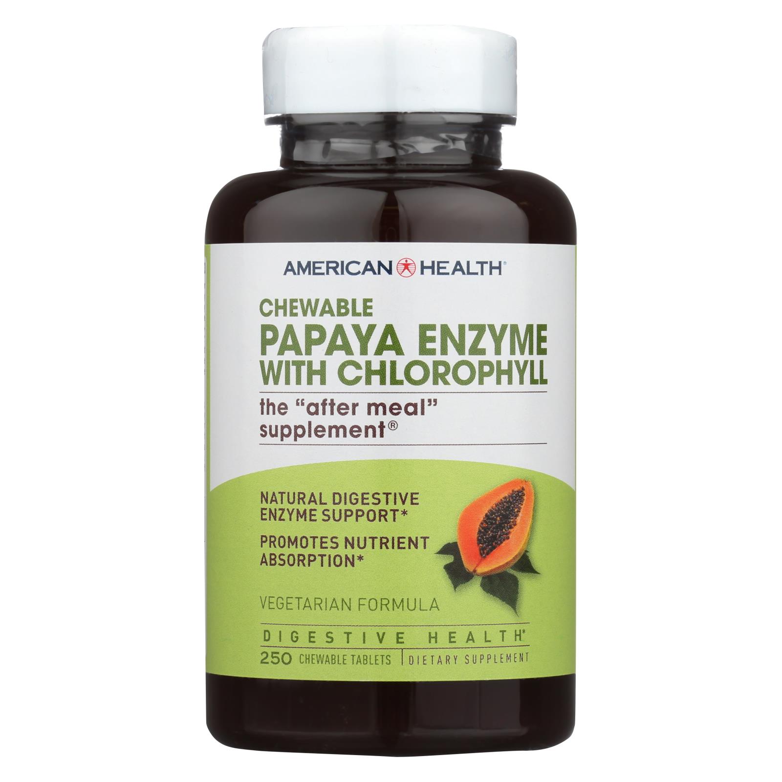 American Health Papaya Enzyme With Chlorophyll Chewable 250 Tablets