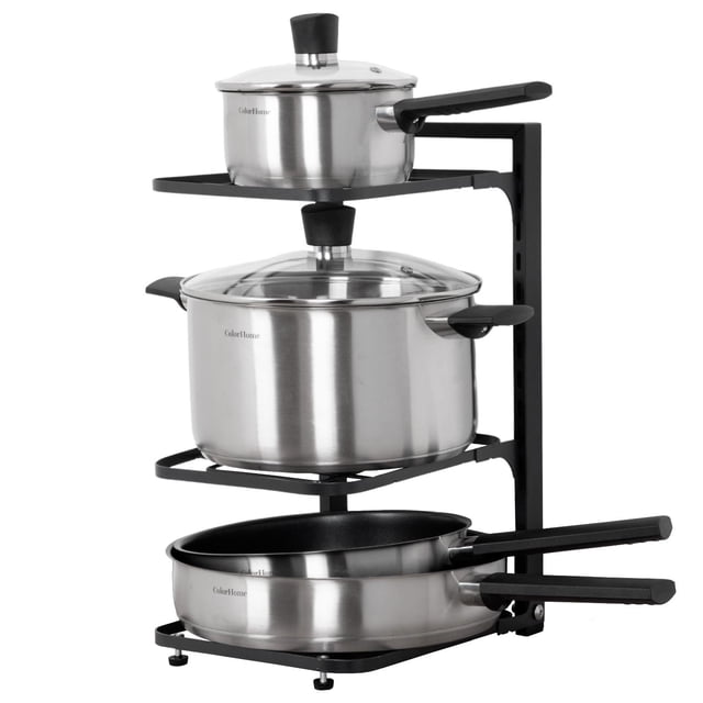 Estante Organizador Para Ollas y Sartenes Cocina 3 Repisas negro 1