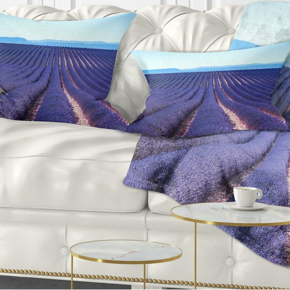Designart Endless Rows of Lavender Flowers - Floral Throw Pillow - 12x20