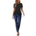 thumbnail image 2 of INSPIRAR CHIC Blusa de Peplum para Mujer de Manga Corta Cuello Redondo Primavera Verano Stretch S Negro, 2 of 6