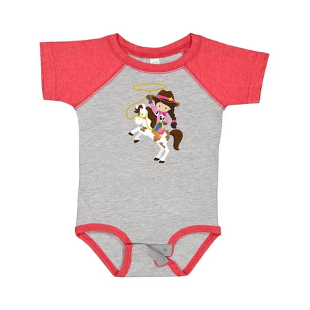 

Inktastic Cowgirl Sheriff Horse Lasso Brown Hair Gift Baby Girl Bodysuit