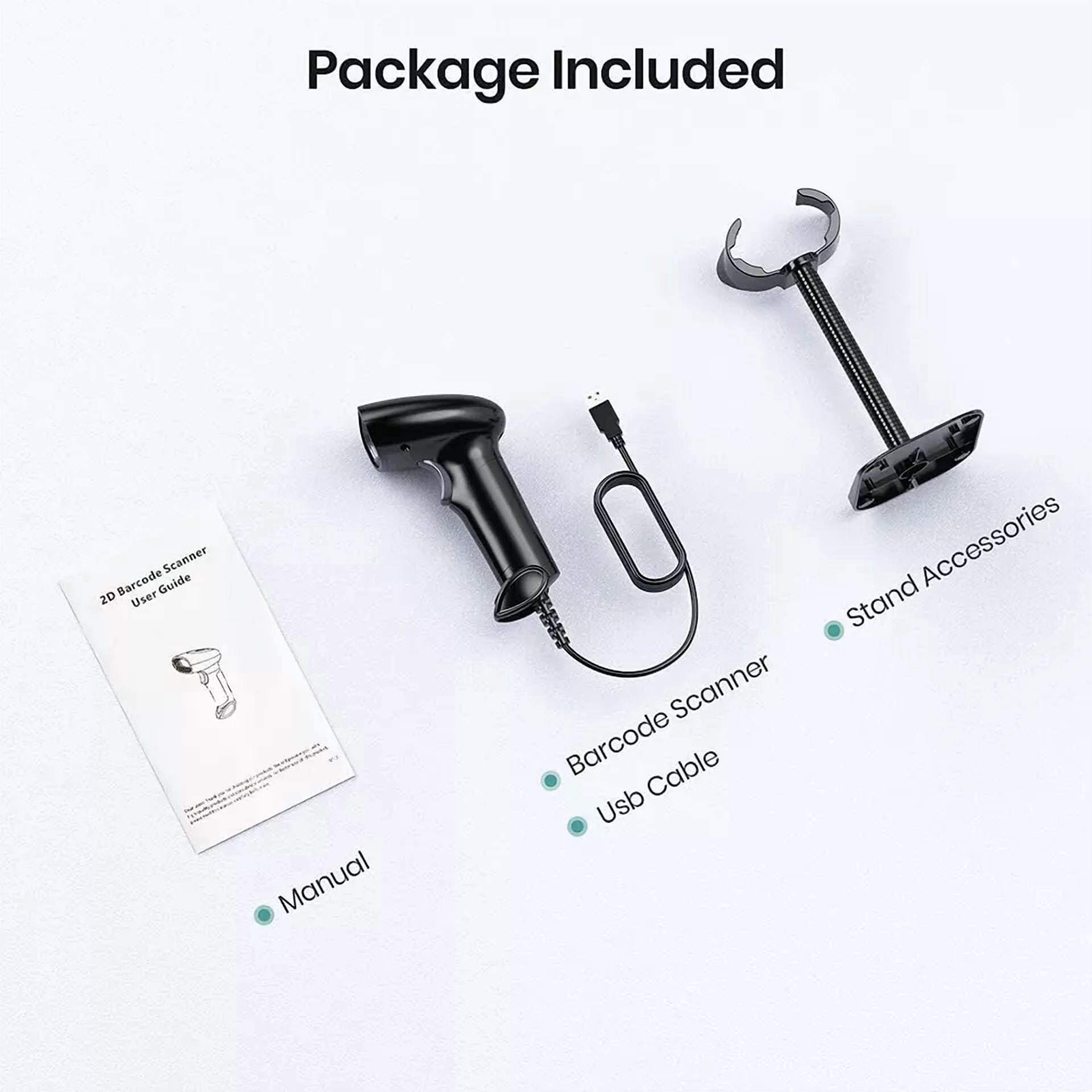 CRESTIN- Anyeast Barcode Scanner W/Stand 2D 1D Qr Code Usb Wired Automatic 3Moudles Pos