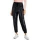 thumbnail image 1 of Tinseltown Womens Faux Leather Tapered Jogger Casual Pants, black, Juniors, S, 1 of 1