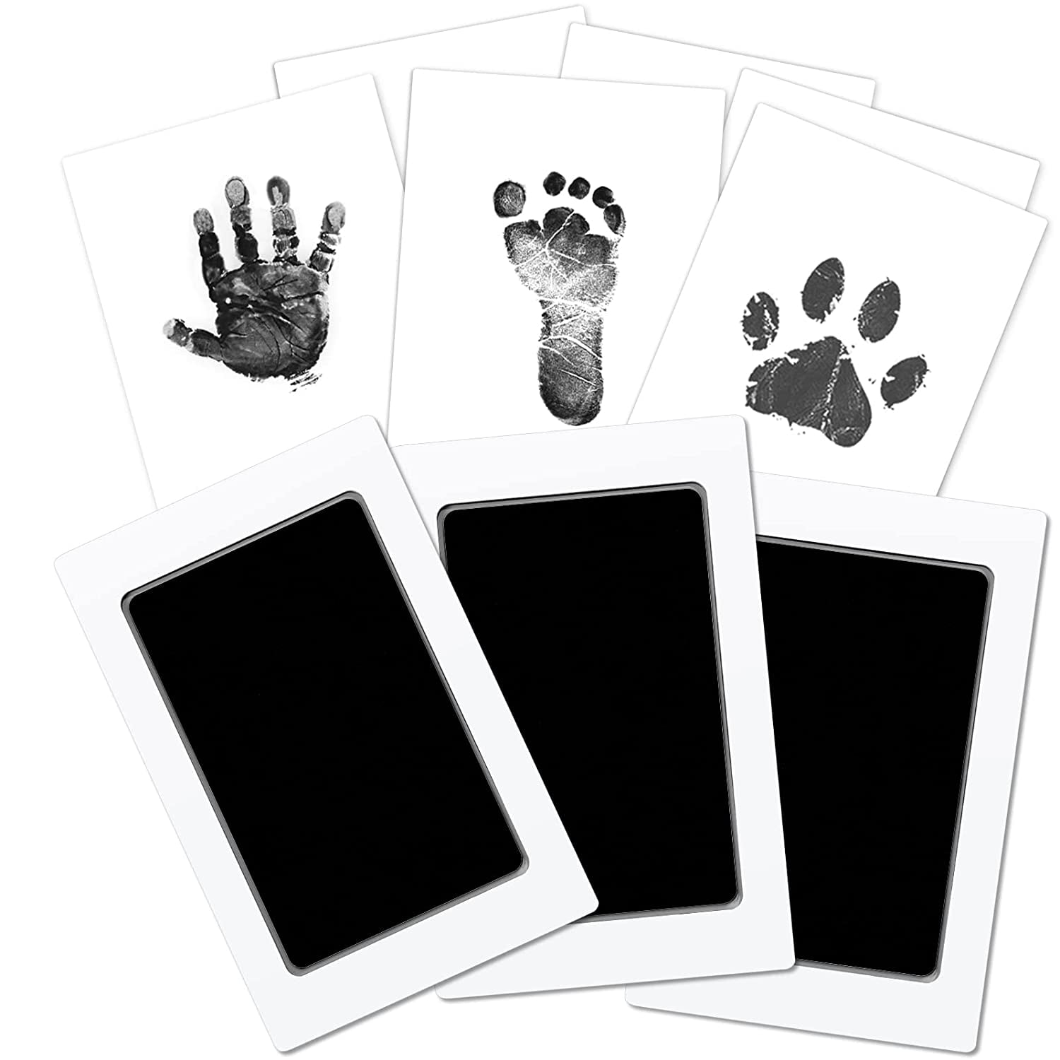 Baby Newborn Handprint Footprint Clean Touch Ink Pad Photo Frame Kit Gift Black 