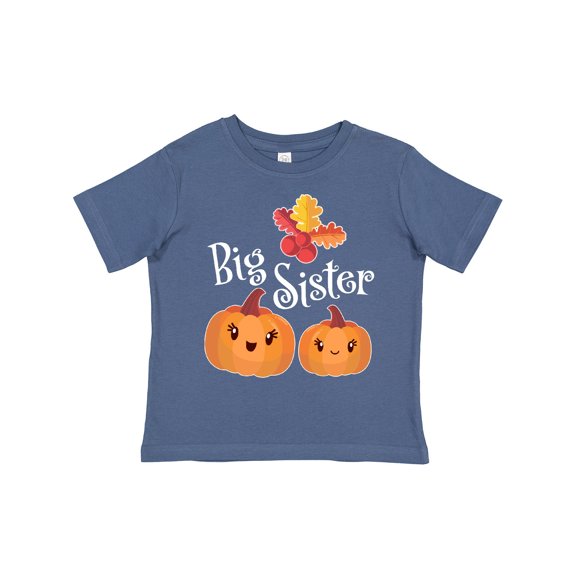 Inktastic Big Sister Pumpkins with Fall Leaves Girls Toddler T-Shirt