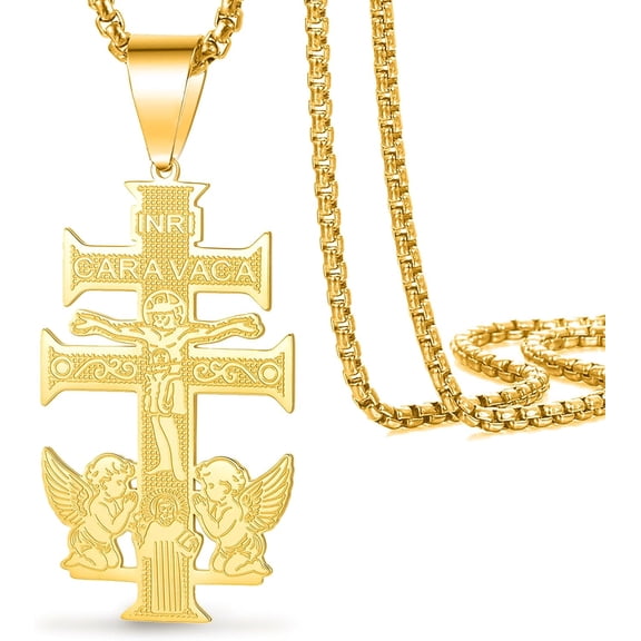 Cross Necklace for Men Women, Crucifix/Orthodox Cross/Cruz de Caravaca Pendant Necklace Amulet Catholic Christian Religious Jewelry Gift
