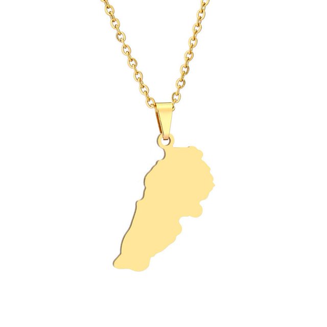CAIROYAR Collar con el mapa nacional del Líbano Colgante de acero inoxidable del Líbano, Reino Unido