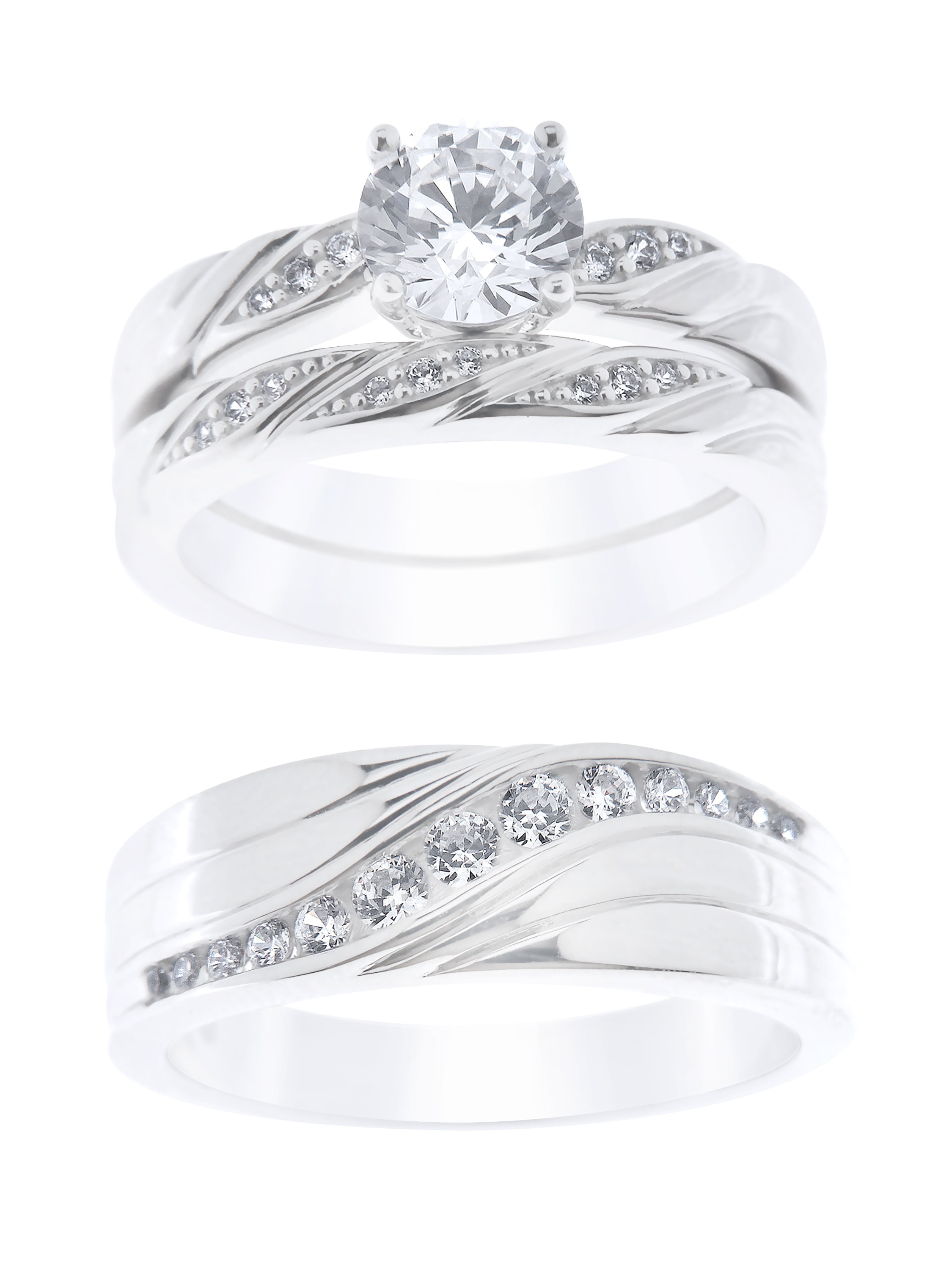 Simulated Diamond Black Gold Over Trio Set Bridal Ladies Engagement Ring Wedding 