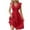 Z42-Red Dress, variant on Staron Navy Women Dresses Ruffle Sleeve Elastic Waist A-Line Wrap V Neck Eyelet Embroidery Flowy Dress Loose Casual Sundresses L