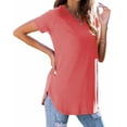 thumbnail image 2 of Fantaslook Short Sleeve T Shirts for Women Crew Neck Side Split Tunic Tops Casual Summer Shirts, 2 of 7