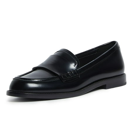 YDN Womens Retro Round Closed Toe Penny Loafers Chunky Low Heels Slip On Flats Office Daily Formal Shoes Size 4 Black