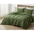 thumbnail image 2 of Chezmoi Collection Cliff 3-Piece Lightweight Cooling Comforter Set, Oversized King, Rayon Derived from Bamboo & Polyester Blended, Soft Breathable Bedding for Hot Sleepers, Olive Green, 2 of 9
