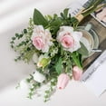 thumbnail image 2 of Artificial Fake Flowers Plants Silk Flower Arrangements Wedding Bouquets Decorations Plastic Floral Table Centerpieces for Home Kitchen Garden Party Décor (Pink), 2 of 14