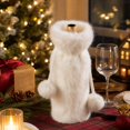 thumbnail image 4 of Christmas White Plush Wine Bottle Cover, Soft Fuzzy Outerwear Decor Adding Party Table Atmosphere for Dinner Restaurant, 4 of 4