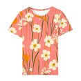 thumbnail image 5 of Yuwull Tops For Women Tops For Women Trendy Women Vacation Style Floral Print Round Neck Short Sleeved T-Shirt Cute Tops For Women On Clearance29XL, 5 of 5
