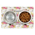 thumbnail image 1 of Shabby Flora Pet Mat for Food and Water, Peonies Roses and Peas Bell Colorful Bouquet Butterflies Botany Garden, Non-Slip Rubber Mat for Dogs and Cats, 18" X 12", by Ambesonne, 1 of 2
