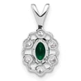 thumbnail image 3 of 14k White Gold 1/10 carat Lab Grown Diamond VS/SI+ G+ and Lab Created Emerald Pendant, 3 of 4