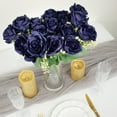 thumbnail image 2 of Efavormart 2 Bushes | 18" Navy Blue Artificial Silk Rose Flower Arrangements, Real Touch Long Stem Flower Bouquet, 2 of 6