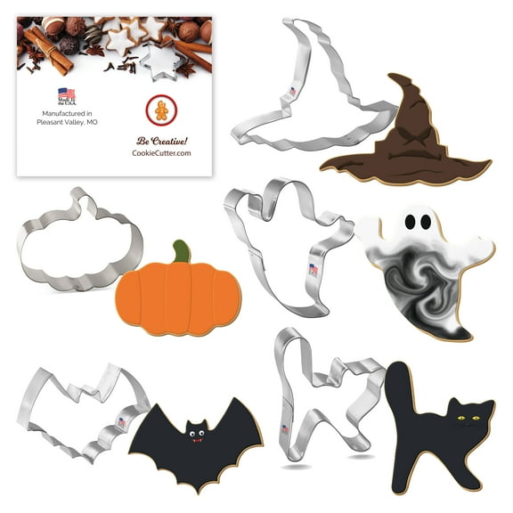 Halloween Cookie Cutter Set 5 Pc - Foose Cookie Cutters - USA Tin Plated Steel