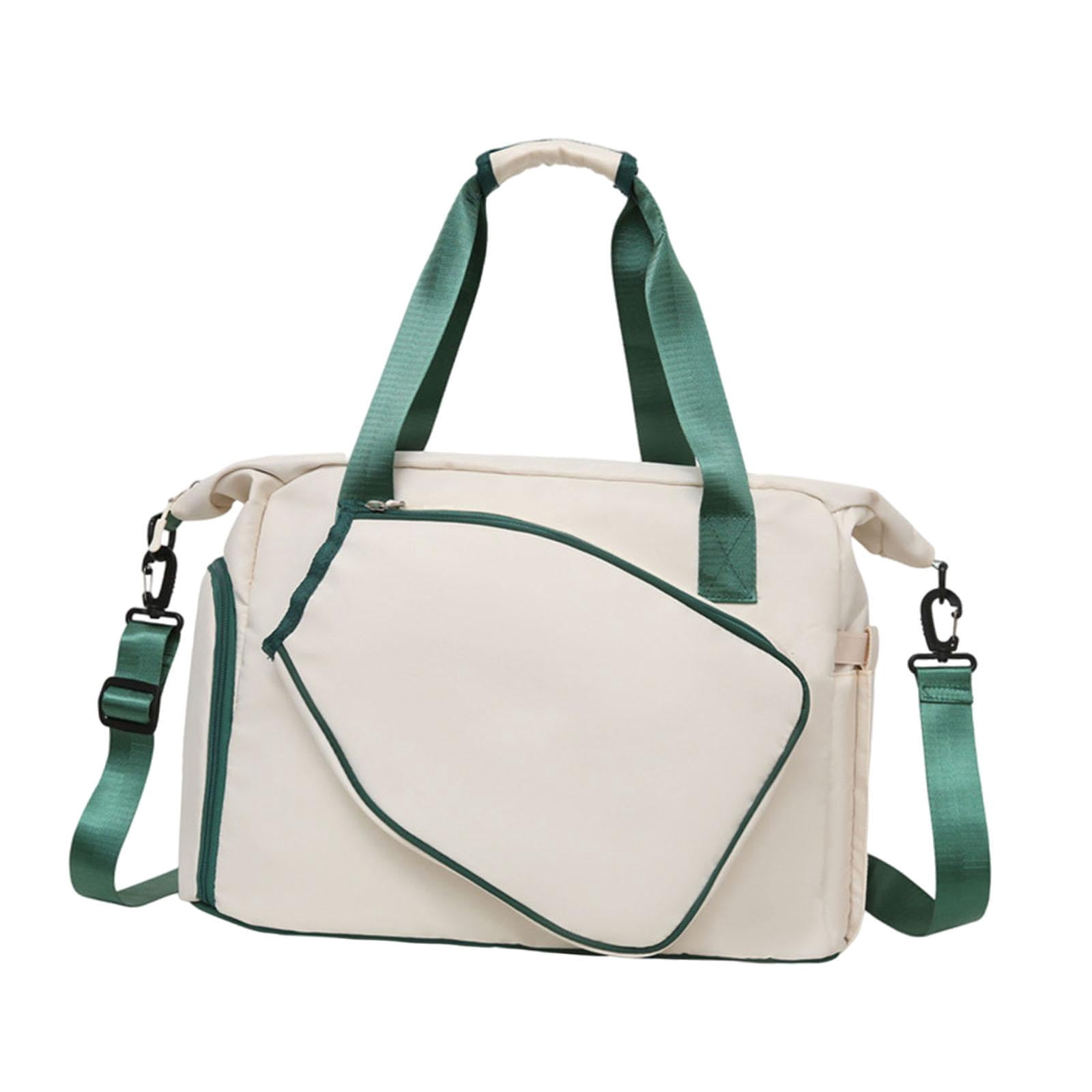 funtasica Tennis Racket Bag with Shoe Compartment Multipurpose Large Capacity Waterproof Tote Badminton Racquet Bag with Paddle Holder Beige