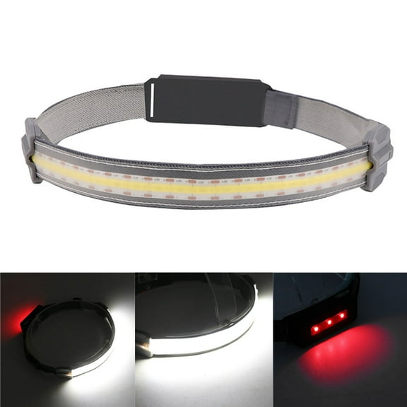 LED Headlamp, Ultra-Low Profile Durable Elastic Headband, COB Patch Light Strip, USB Charging, IPX4 Waterproof, for Camping Running Fishing Hiking,Sport Jogging,Ultra-Light Only 95g