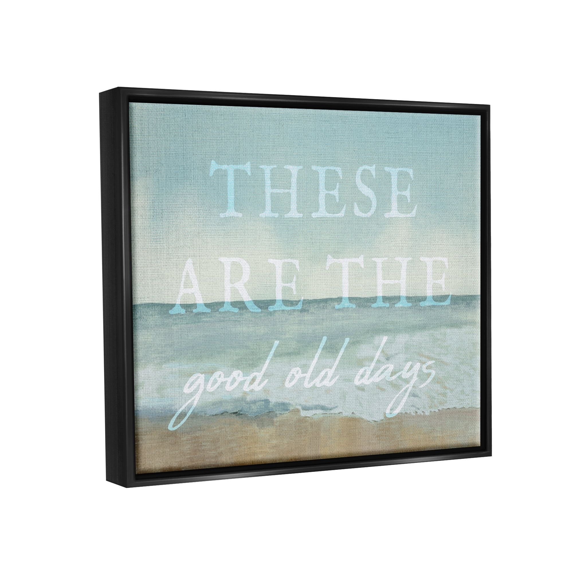 Stupell Industries Good Days Coastal Phrase Abstract Painting Black Floater Framed Canvas Art Print Wall Art, 21 x 17