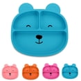 thumbnail image 1 of Silicone Grip Dish, Suction Plate, Divided Plate, Baby Toddler Plate, BPA Free, Microwave Dishwasher Safe-Bear Blue, 1 of 6