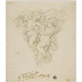 thumbnail image 2 of After Carlo Maratti 12x14 Black Ornate Wood Framed Double Matted Museum Art Print Titled: Spandrel Decoration with Two Putti, 2 of 5
