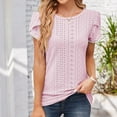 thumbnail image 2 of XMMSWDLA Womens Tops Eyelet Embroidery Summer Spring Fashion Clothes Going Out 2024 Casual Short Sleeve Blouse T Shirts Cute Shirts, 2 of 9