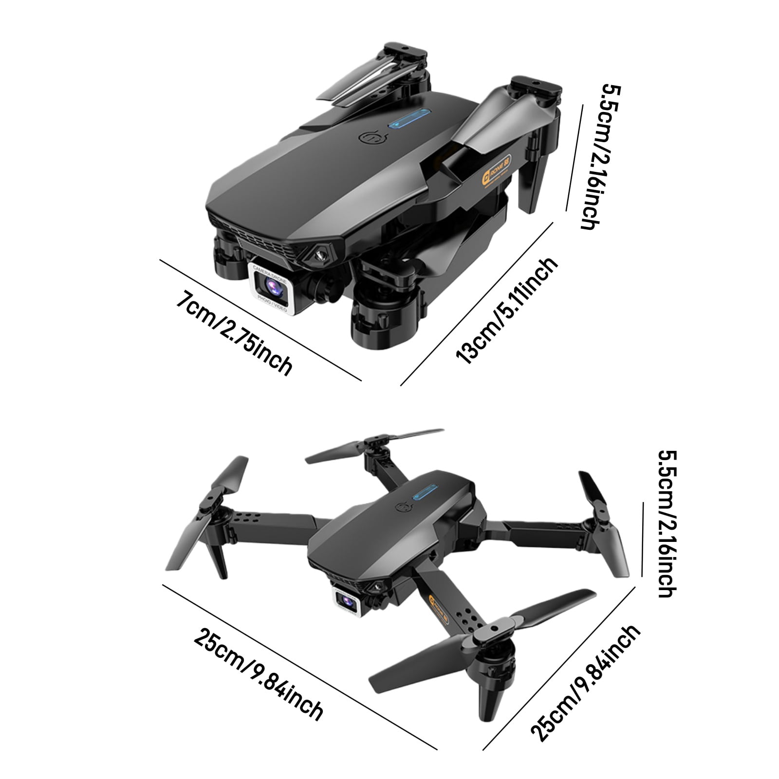 Ourlife Dual Camera Drone with 2.4" Screen Remote, 1000mAh Rechargeable Battery HD RC Quadcopter with Live View Display for Beginners & Adults,Black.
