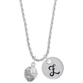 thumbnail image 1 of Delight Jewelry Silvertone Raised Flowers with Clear Crystals on Barrel Spinner Silvertone Script Initial Disc - Z - Charm Necklace, 20"+3", 1 of 4