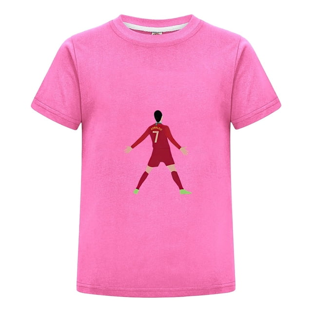 Playera CR7 Niño con Número 7 y Celebración Camiseta de Algodón para Verano