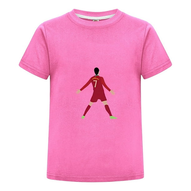 Playera CR7 Niño con Número 7 y Celebración Camiseta de Algodón para Verano
