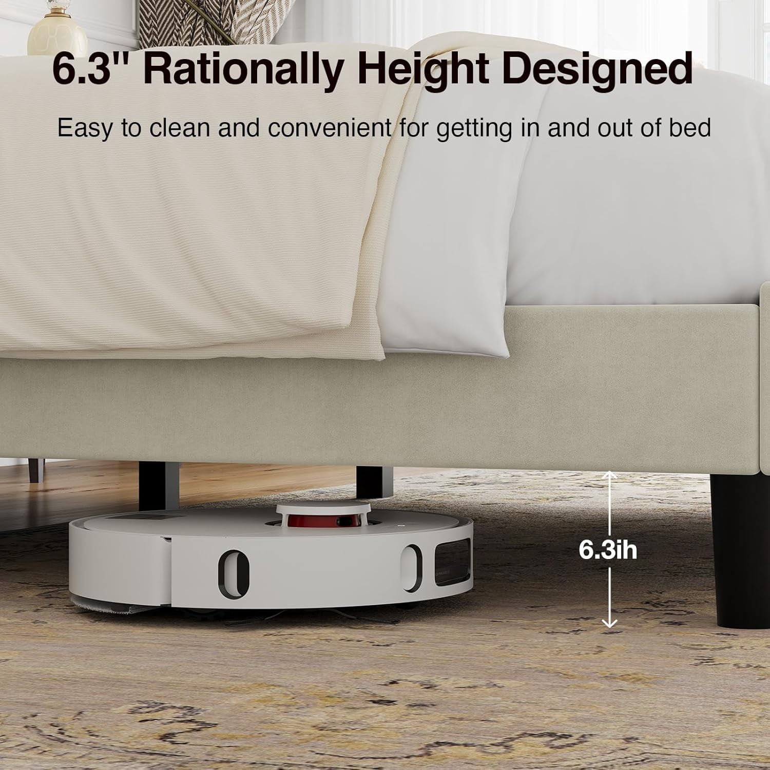 Novilla Bed Frame Queen Size, Queen Bed Frame with Headboard, Velvet Upholstered Wing Side Headboard, No Box Spring Needed, Heavy Duty Feet, Easy Assembly, White Velvet