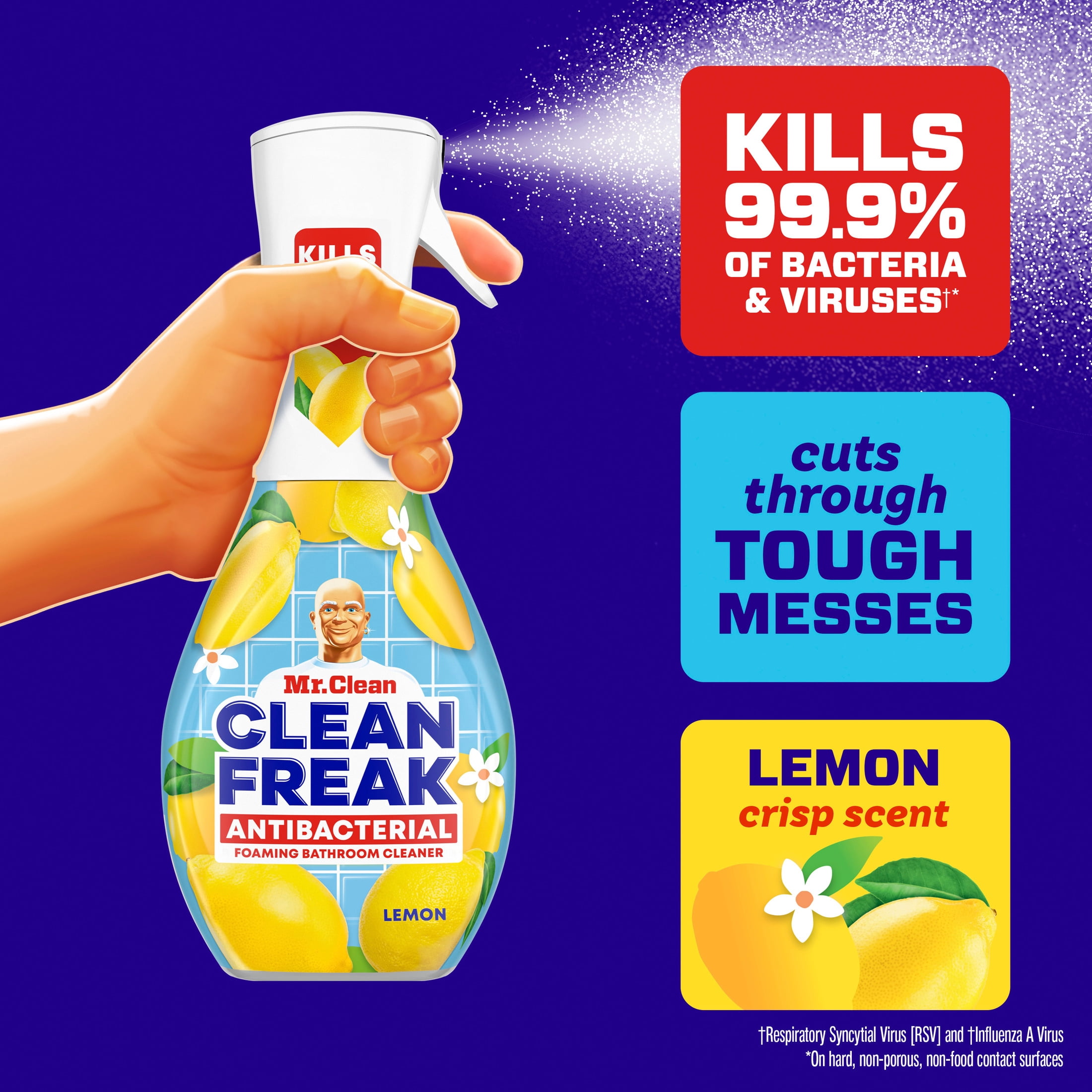 (6 pack) Mr. Clean Clean Freak Lemon Scent Antibacterial Multi-Purpose Bath Cleaner, 16 Fl Oz