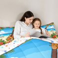 thumbnail image 4 of Castle Fairy Floral Ukulele Beach Full Size Comforter Sets 3-Piece,Hibiscus Palm Summer Coastal Graphic Bedding Comforter Set,Orange Blue,Reversible,1 Comforter and 2 Pillowcases, 4 of 6