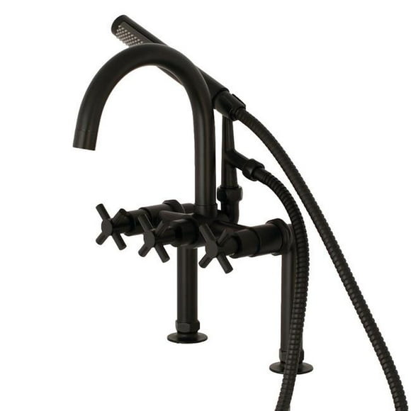 Aqua Vintage AE8100DX Deck Mount Tub Filler with Hand Shower, Matte Black - 4.69 x 6.94 x 9.31 in.