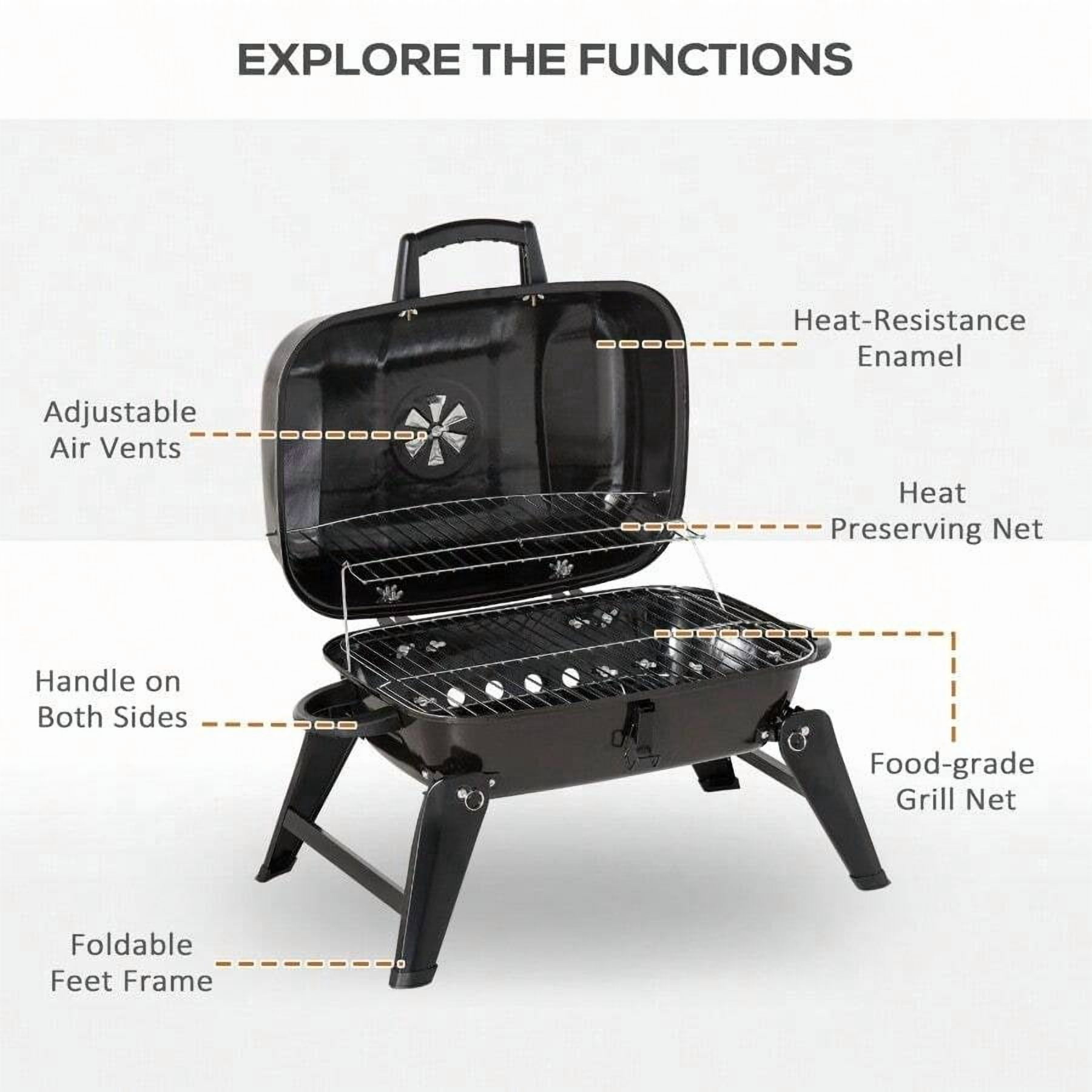 Portable Tabletop Charcoal Grill BBQ Camping Picnic Cooker Air Vent Outdoor