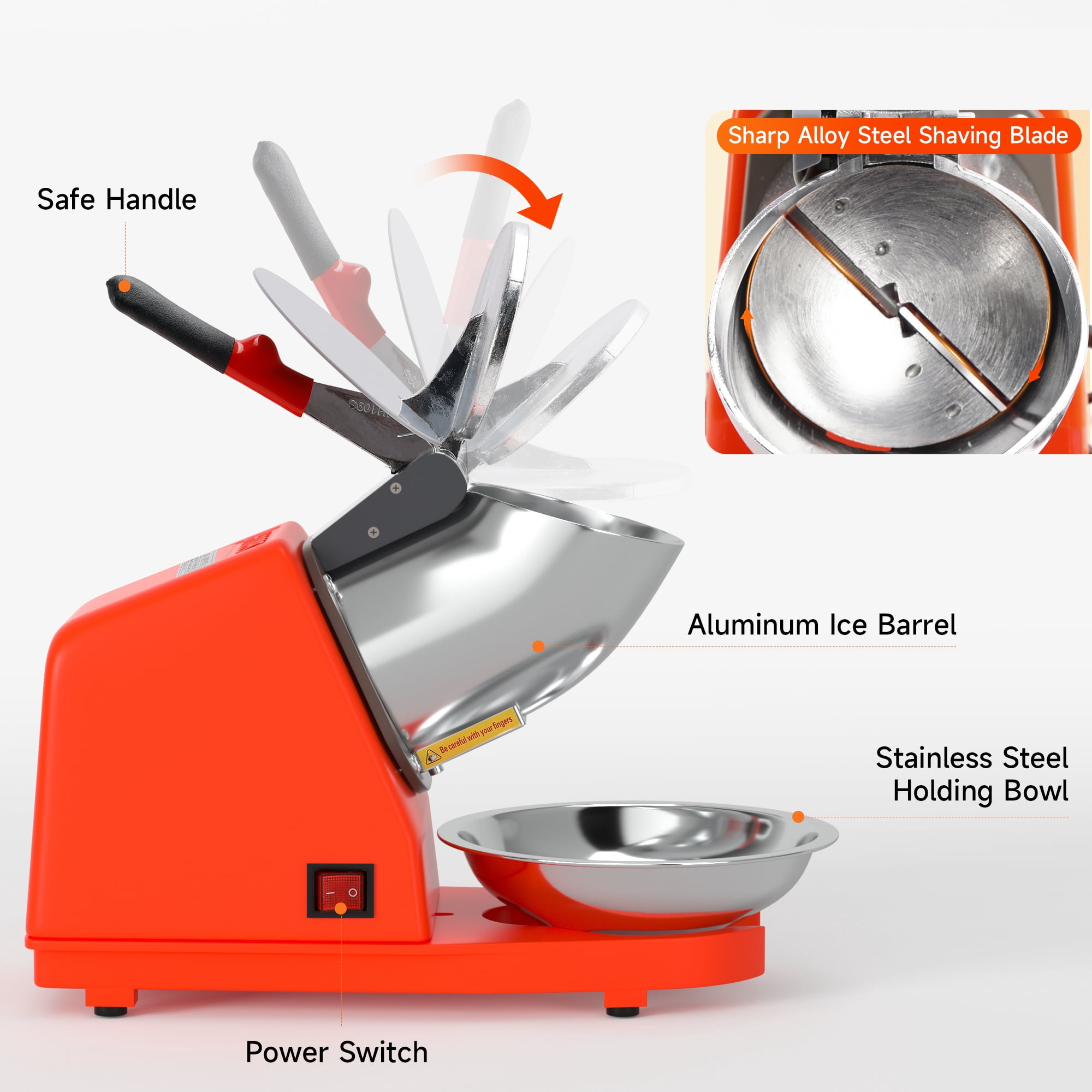 Electric Ice Crusher Machine 300W Shaver Shaved Ice Snow Cone Maker 143lbs Ora
