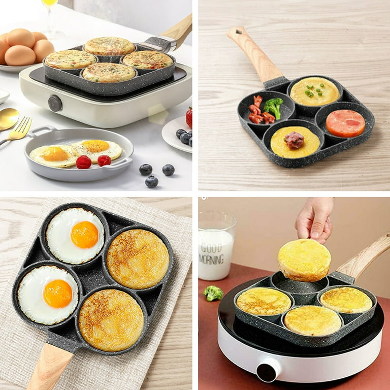 3/4 Holes Non-Stick Egg Frying Pan Cooker Omelet Pancake Pan with