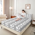 thumbnail image 4 of jejeloiu Vintage Leaves Pattern Twin Sheet Sets,White Gray Bedding For Kids 3pcs, 4 of 7