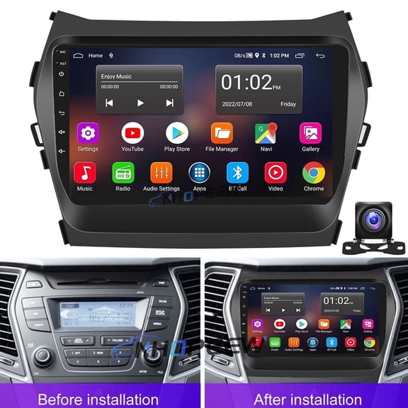 Eforcase Car Radio for Hyundai Santa Fe 2013-2018 2 32G with Wireless CarPlay Android Auto,9 inch IPS Car Stereo with Backup Camera, AM/FM/RDS,DSP,SWC