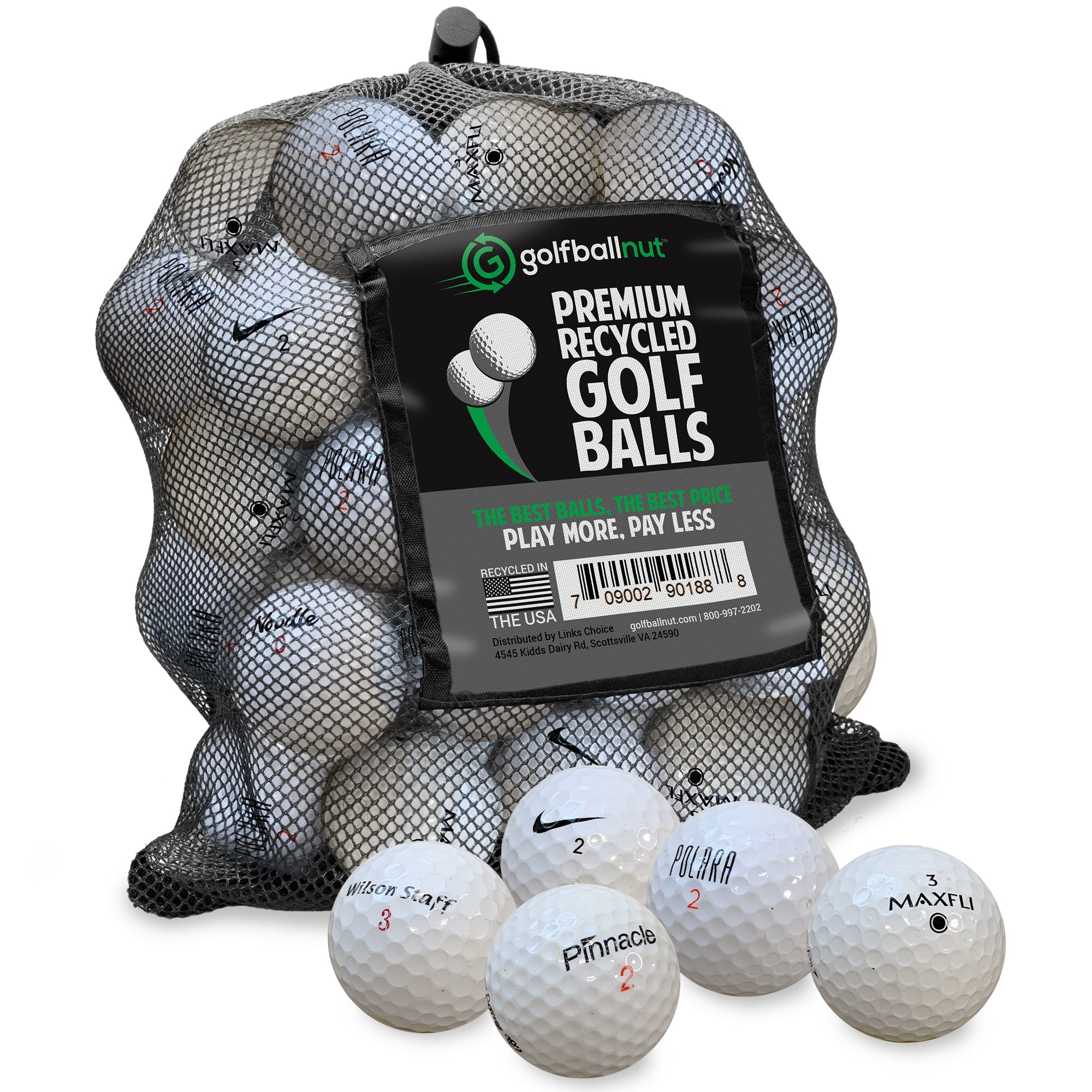 Golf Ball Nut - Recycled Golf Balls – Assorted Store Line Mix – Good Condition – 48-Pack