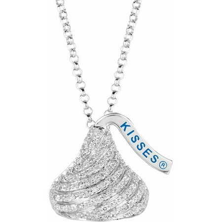 Hershey's Kisses Women's 0.12 Carat T.W. Diamond Sterling Silver Medium Flat Back Pendant, 16 with 2 Extension