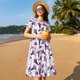 thumbnail image 4 of Fotbe Violets Flowers Vestido Largo de Moda para Mujer, Vestido Tipo Camiseta con Manga Corta y Estilo Casual a Rayas y Bloques de Color, 4 of 6