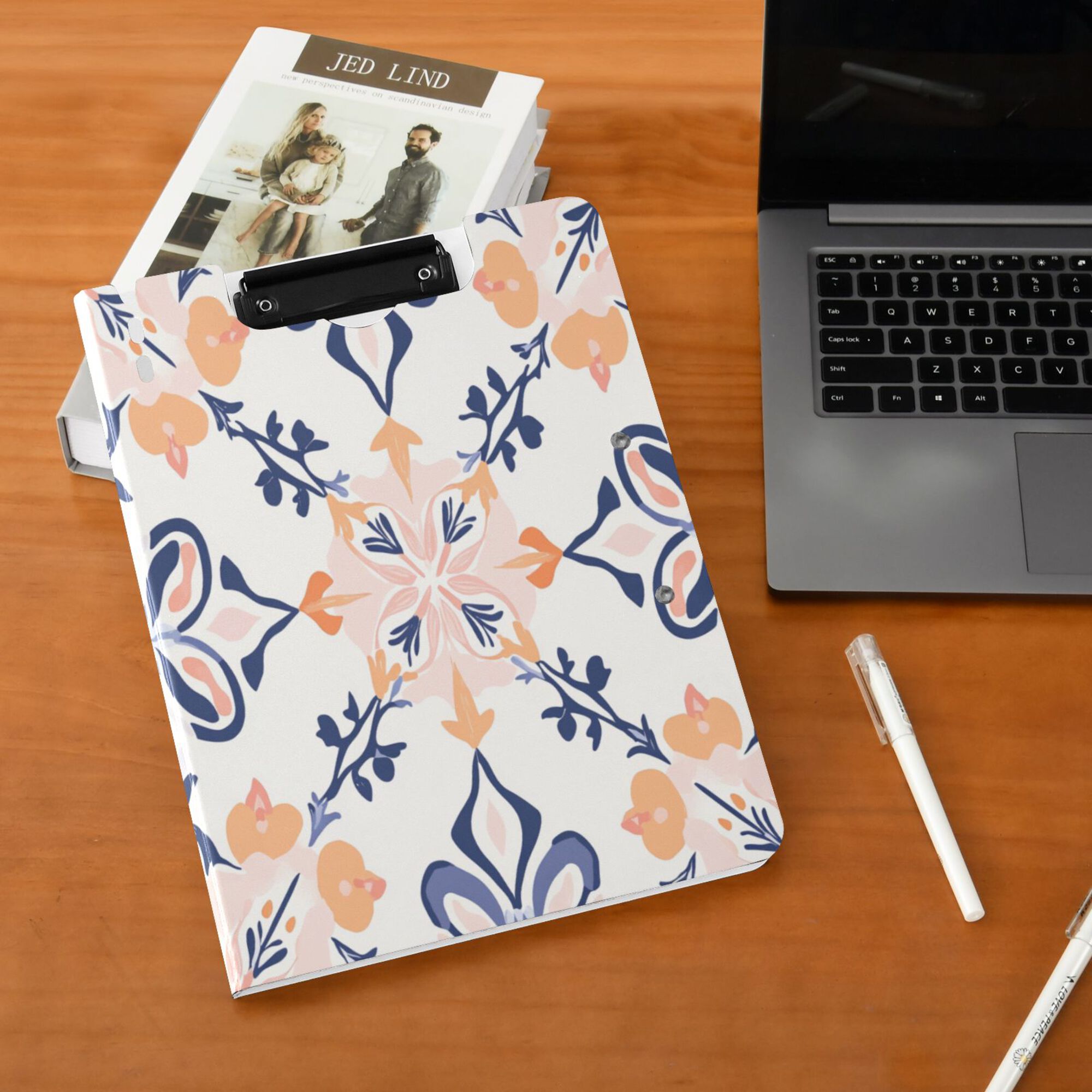 FORMRS A4 Clipboard Folder with Pen Holder Horizontal Foldable School Office Binder, Colorful Abstract Pattern
