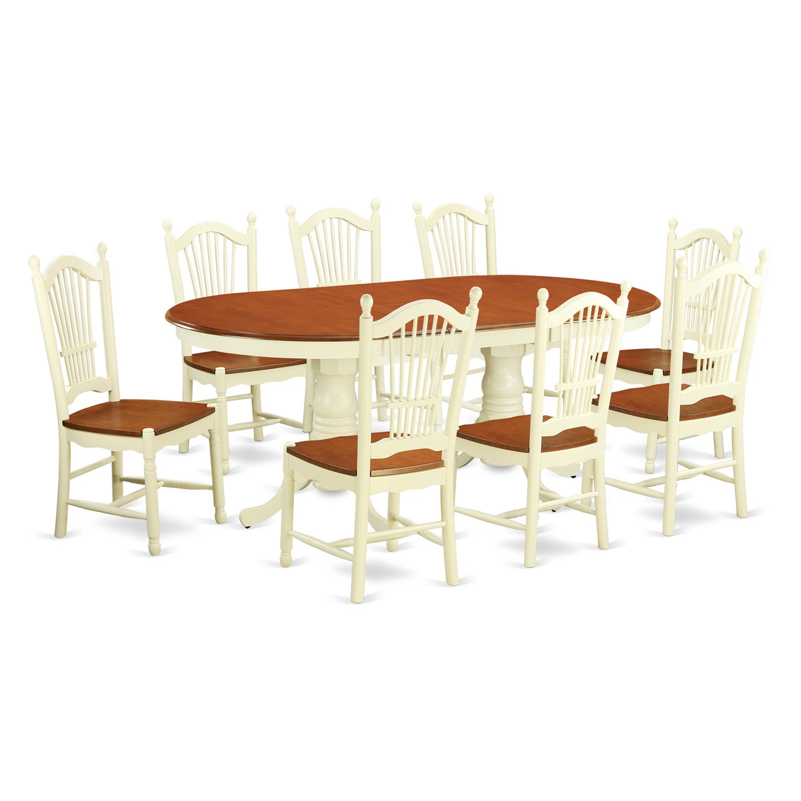 East West Furniture Plainville 9 Piece Sheaf Dining Table Set